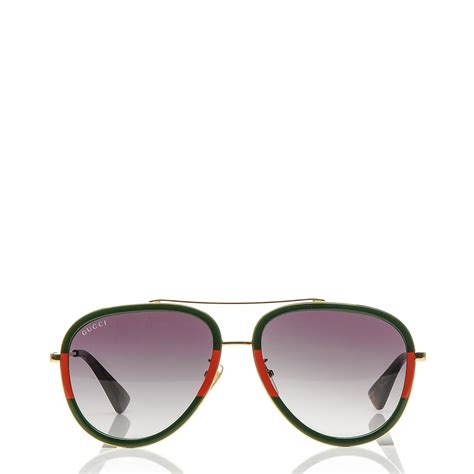 gucci sunglasses with red and green stripe|gucci aviator style sunglasses.